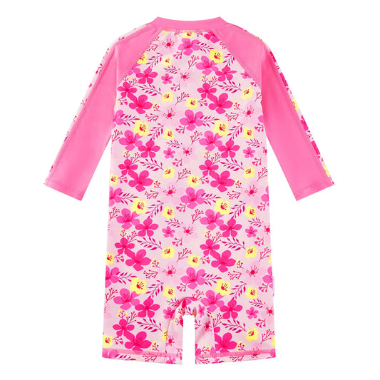 Baby Girls One Piece Sunsuit UPF 50+ Swimsuit-Pink Flower