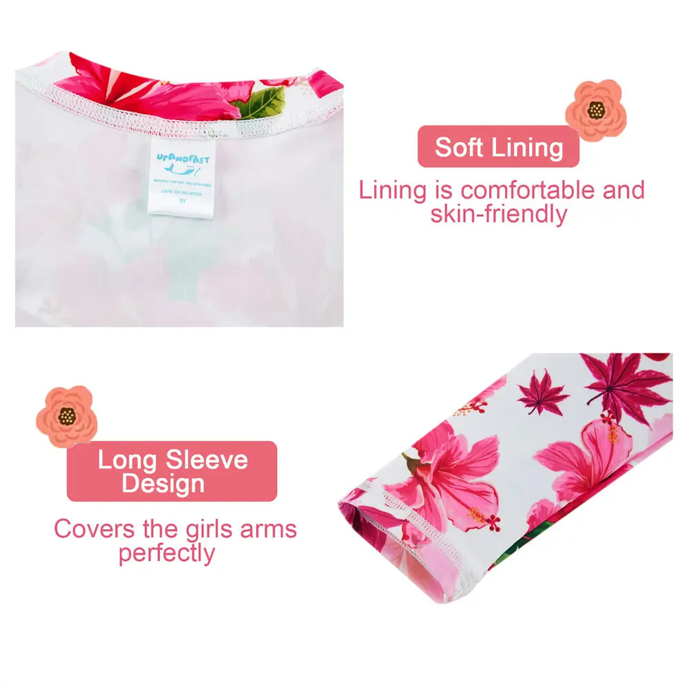 Girl Rash Guard UPF 50+ Toddler Split Swimsuit 2 pieces-Multifloral