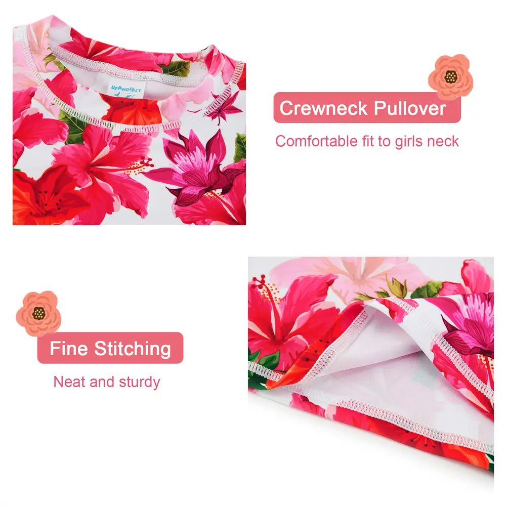 Girl Rash Guard UPF 50+ Toddler Split Swimsuit 2 pieces-Multifloral
