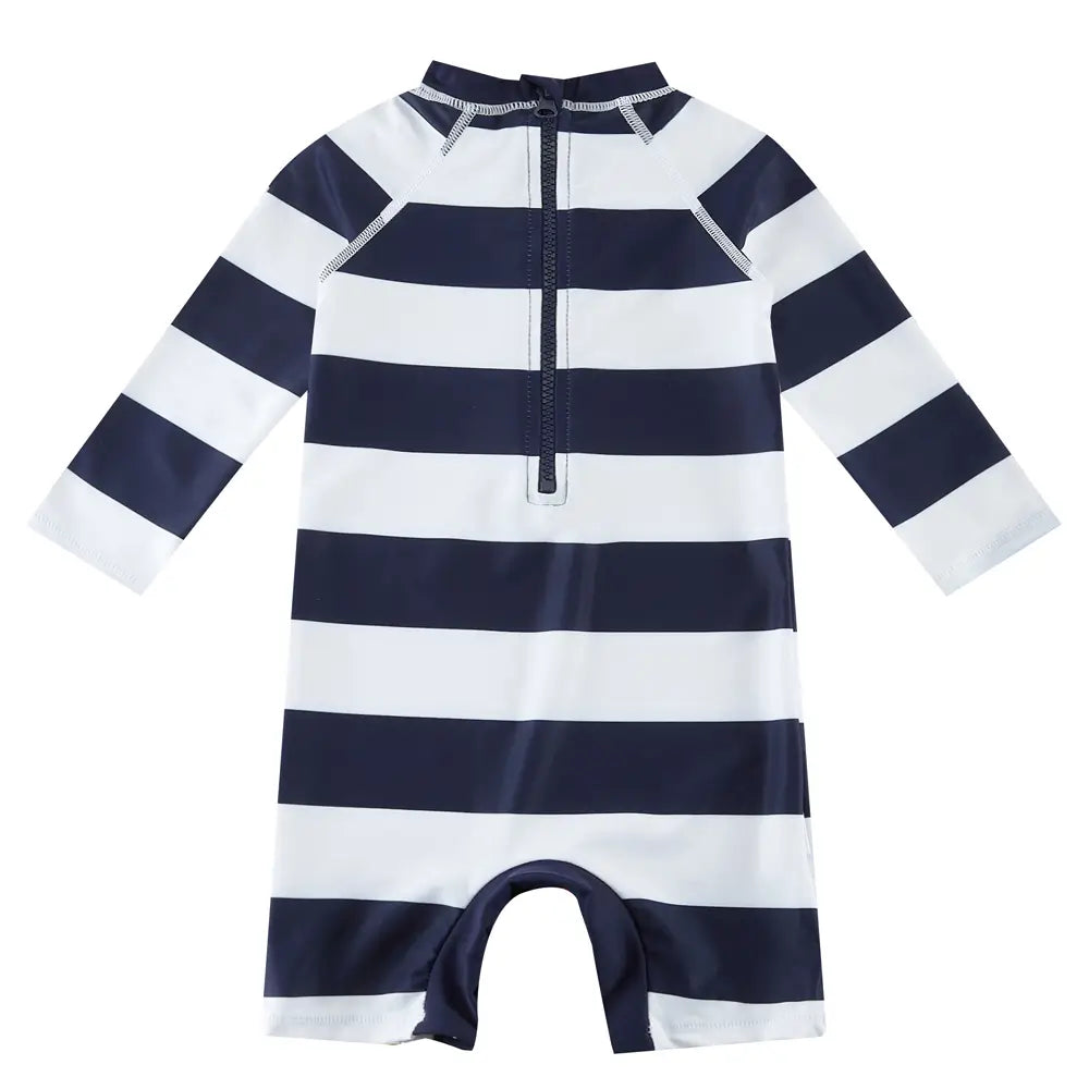 Baby Boy One-piece Swimsuit with UPF 50+ Snap Sunsuit-Striped