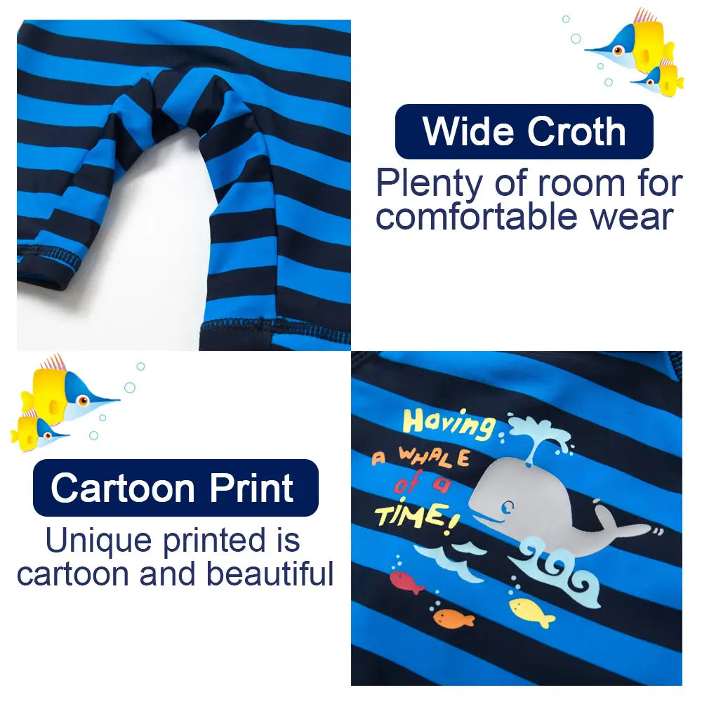 UPF 50+ Baby Boy One-Piece Sunsuit with Sun Hat-Whale