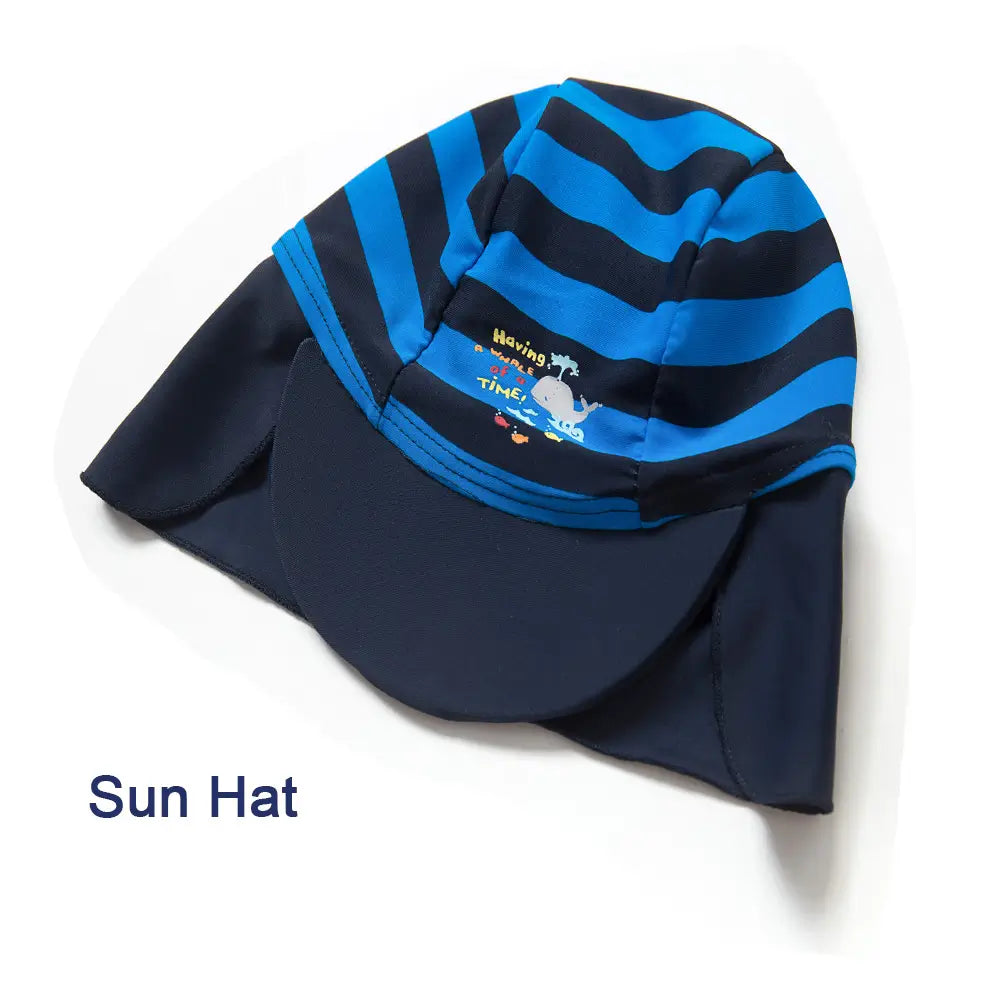 UPF 50+ Baby Boy One-Piece Sunsuit with Sun Hat-Whale
