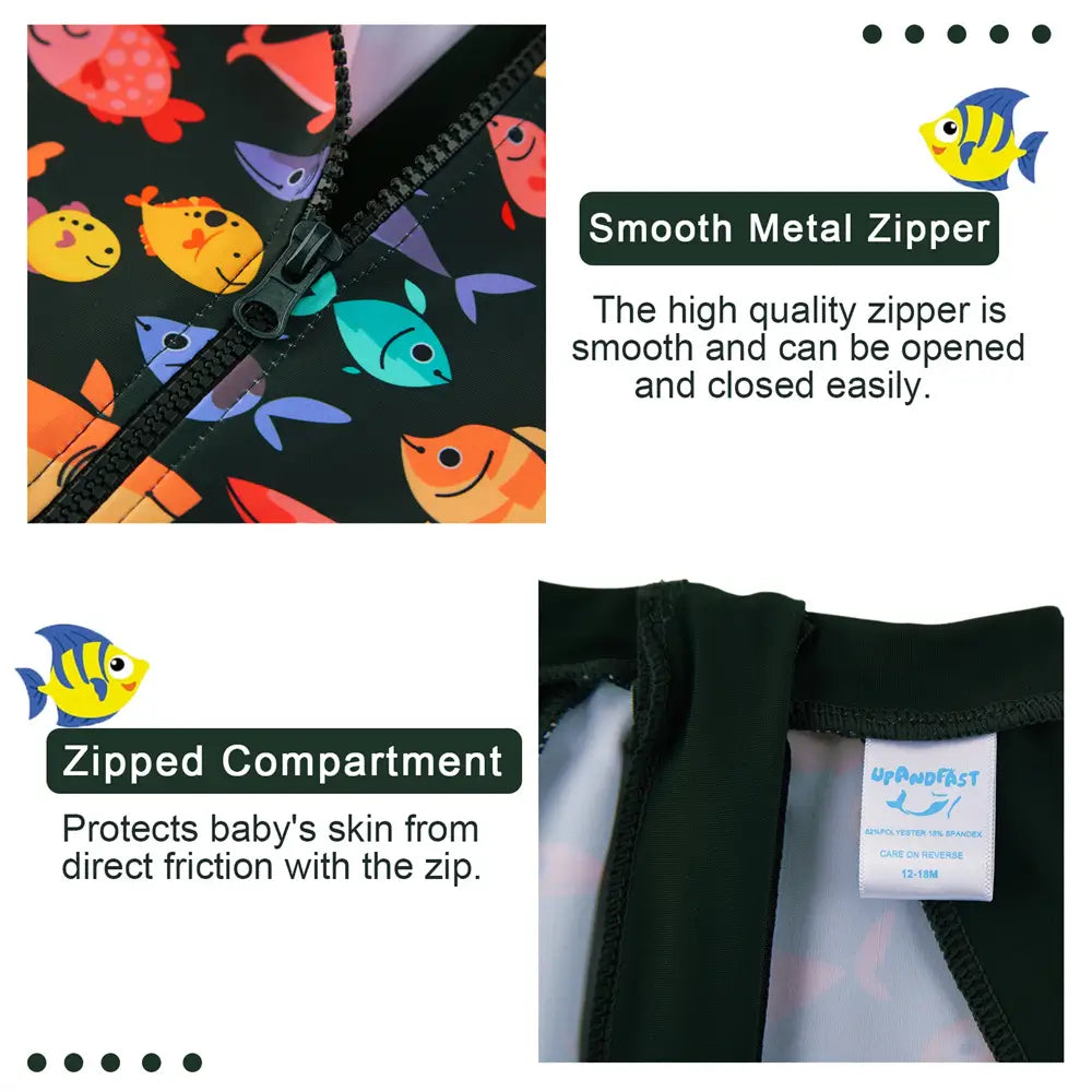 UPF 50+ Sunsuit Baby Boy Swimsuit with Snap-Colorful Fish