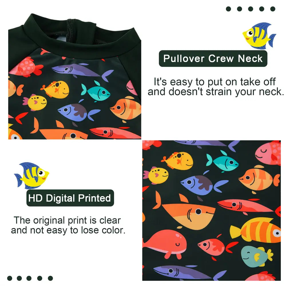 UPF 50+ Sunsuit Baby Boy Swimsuit with Snap-Colorful Fish