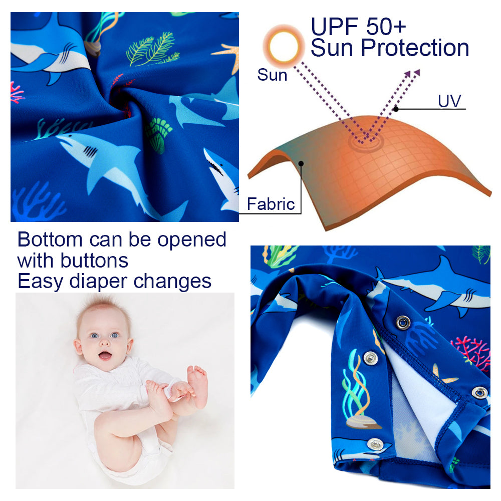 Baby Boy Swimwear with Snap Button UPF50+ Sun Protection Swimsuit
