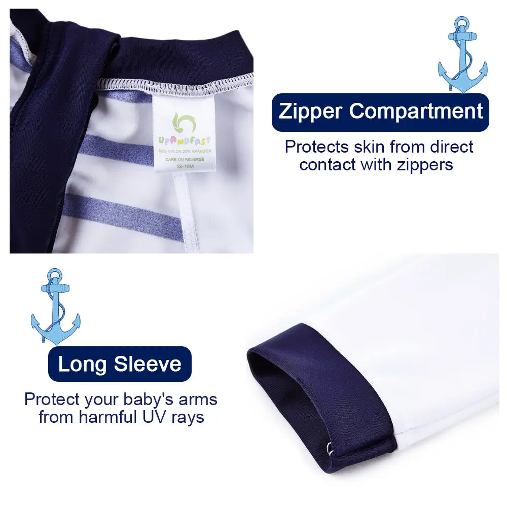 UPF 50+ Baby Boys One Piece SwimSuit with Snap-Striped