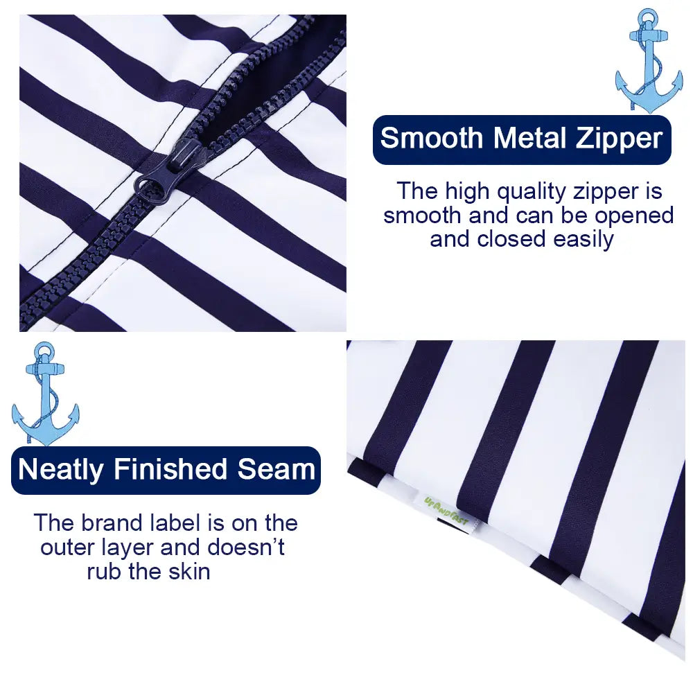 UPF 50+ Baby Boys One Piece SwimSuit with Snap-Striped