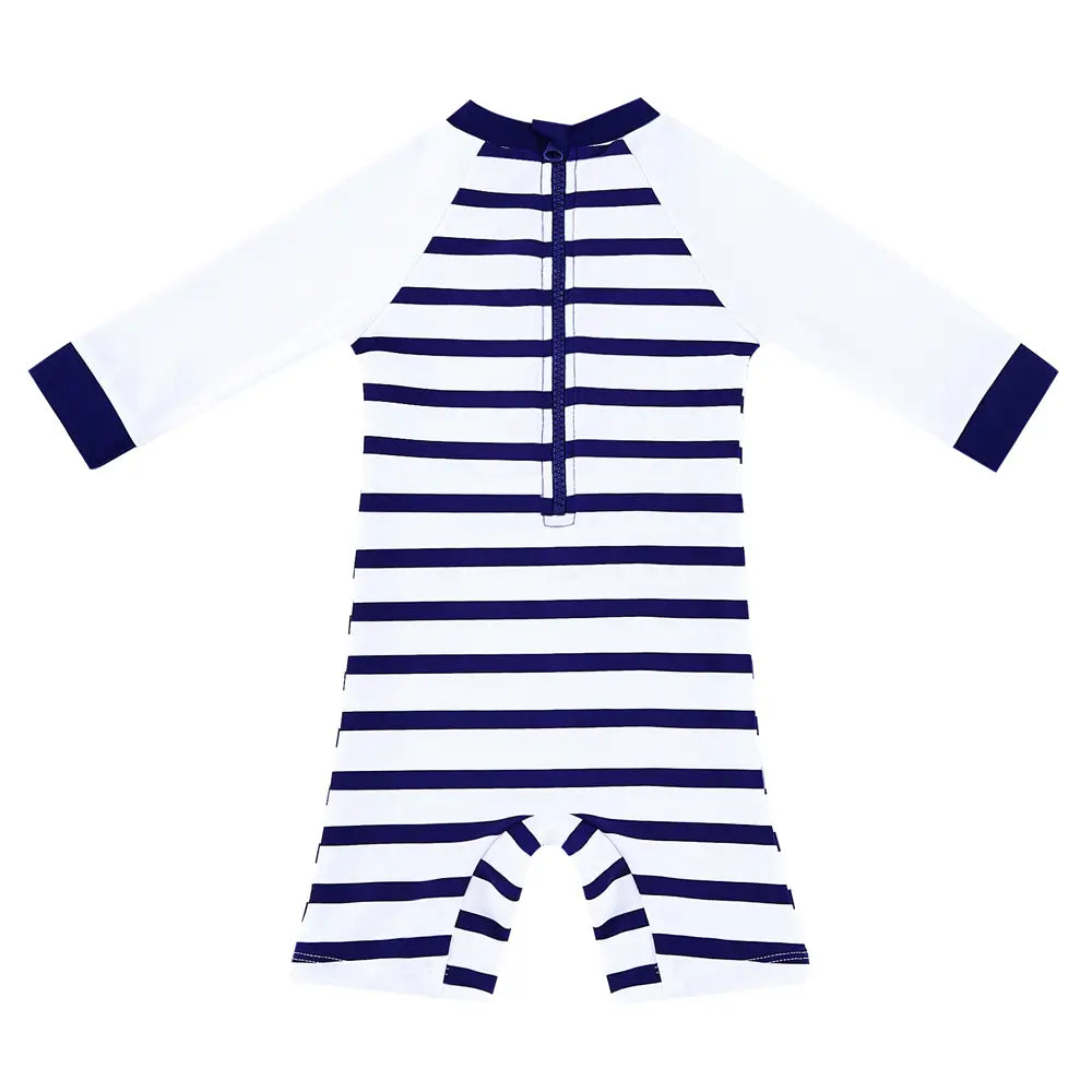 UPF 50+ Baby Boys One Piece SwimSuit with Snap-Striped