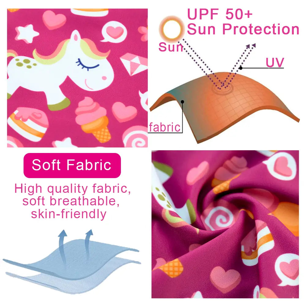 UPF 50+ Baby Girl Swimsuit with Sun Hat-Candy Pony