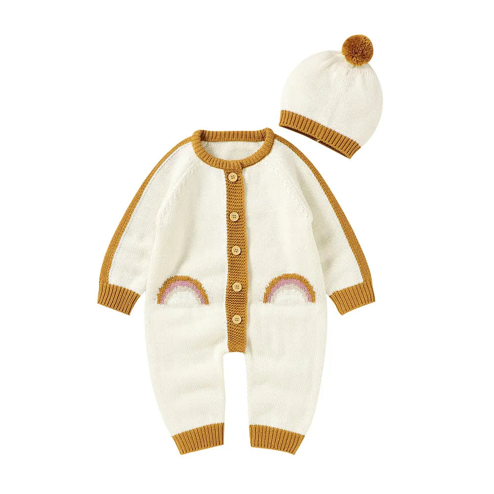 Baby One Piece Knit Sweater Set with Hat Toddler Acrylic Sweater