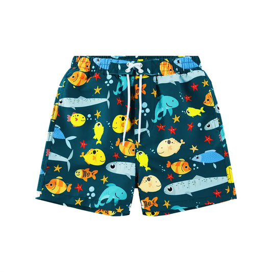UPF 50+ Boy's Swim Shorts Kids Boy Swimsuit-Ocean Fish