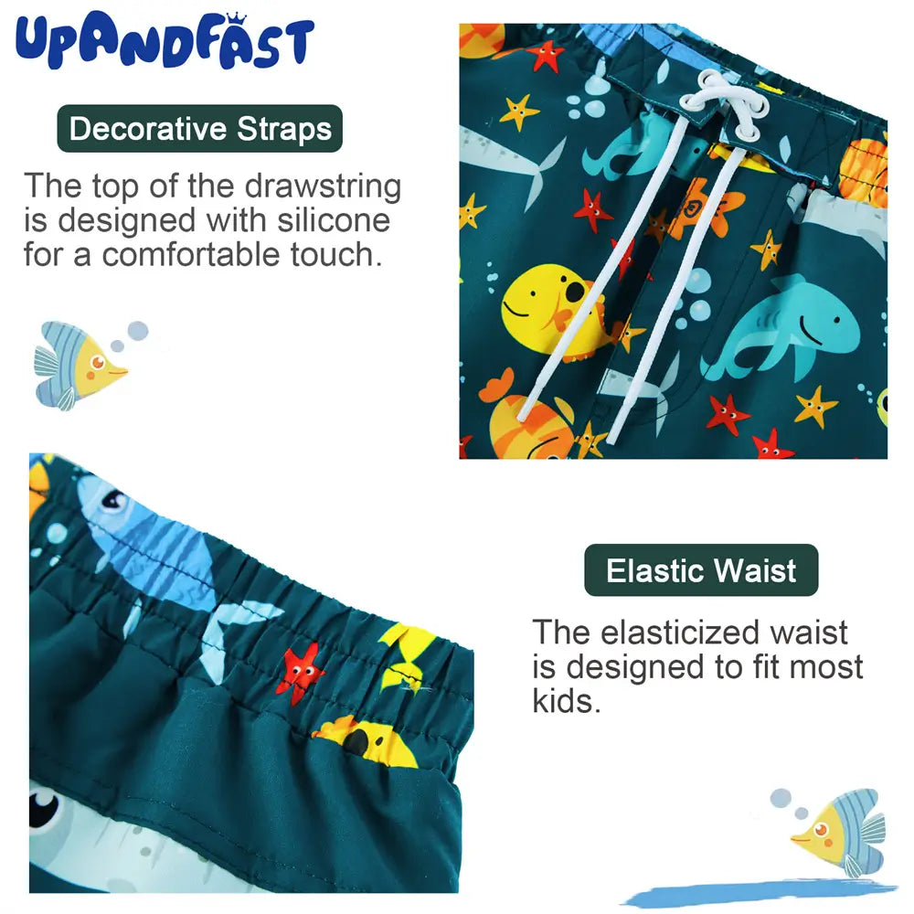UPF 50+ Boy's Swim Shorts Kids Boy Swimsuit-Ocean Fish