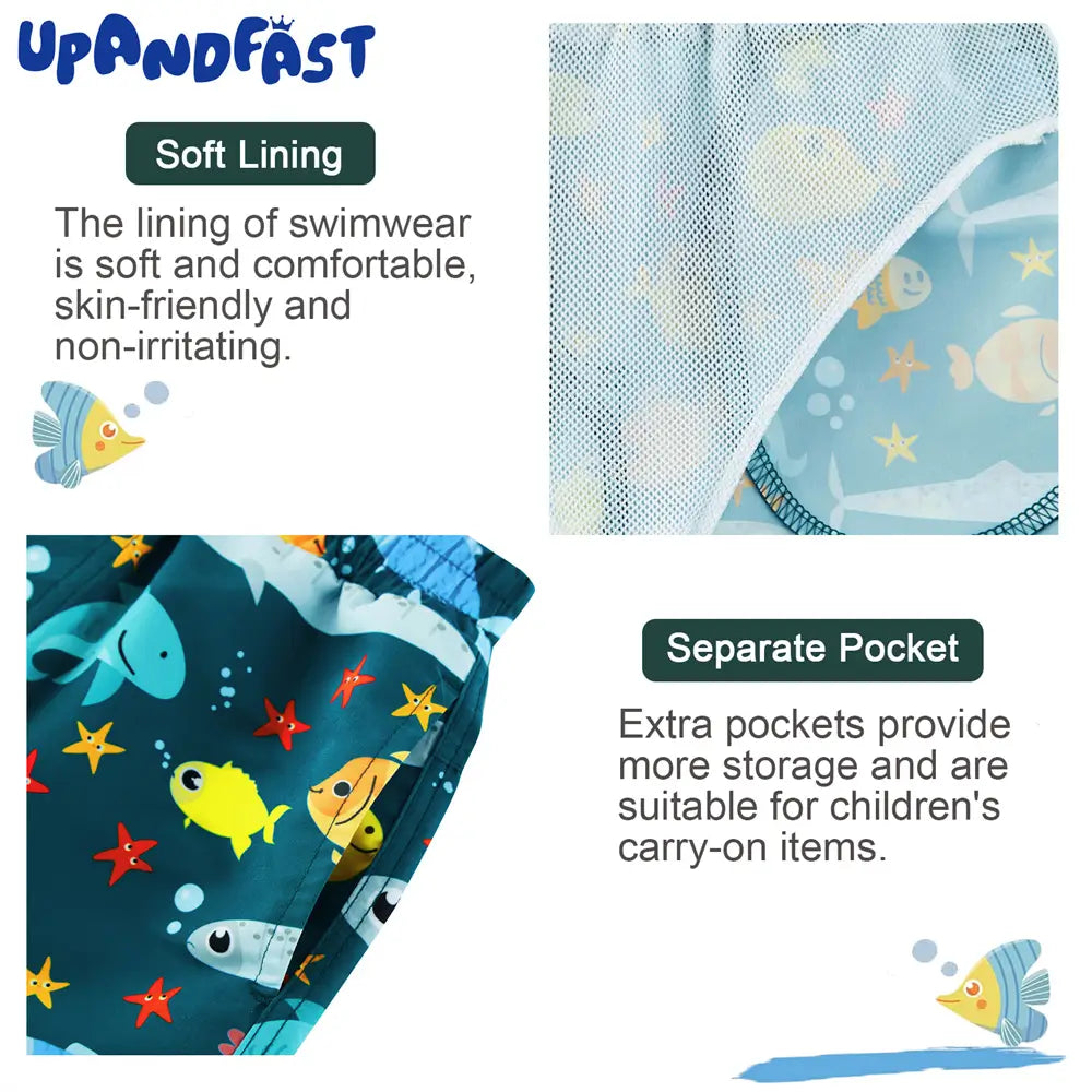 UPF 50+ Boy's Swim Shorts Kids Boy Swimsuit-Ocean Fish
