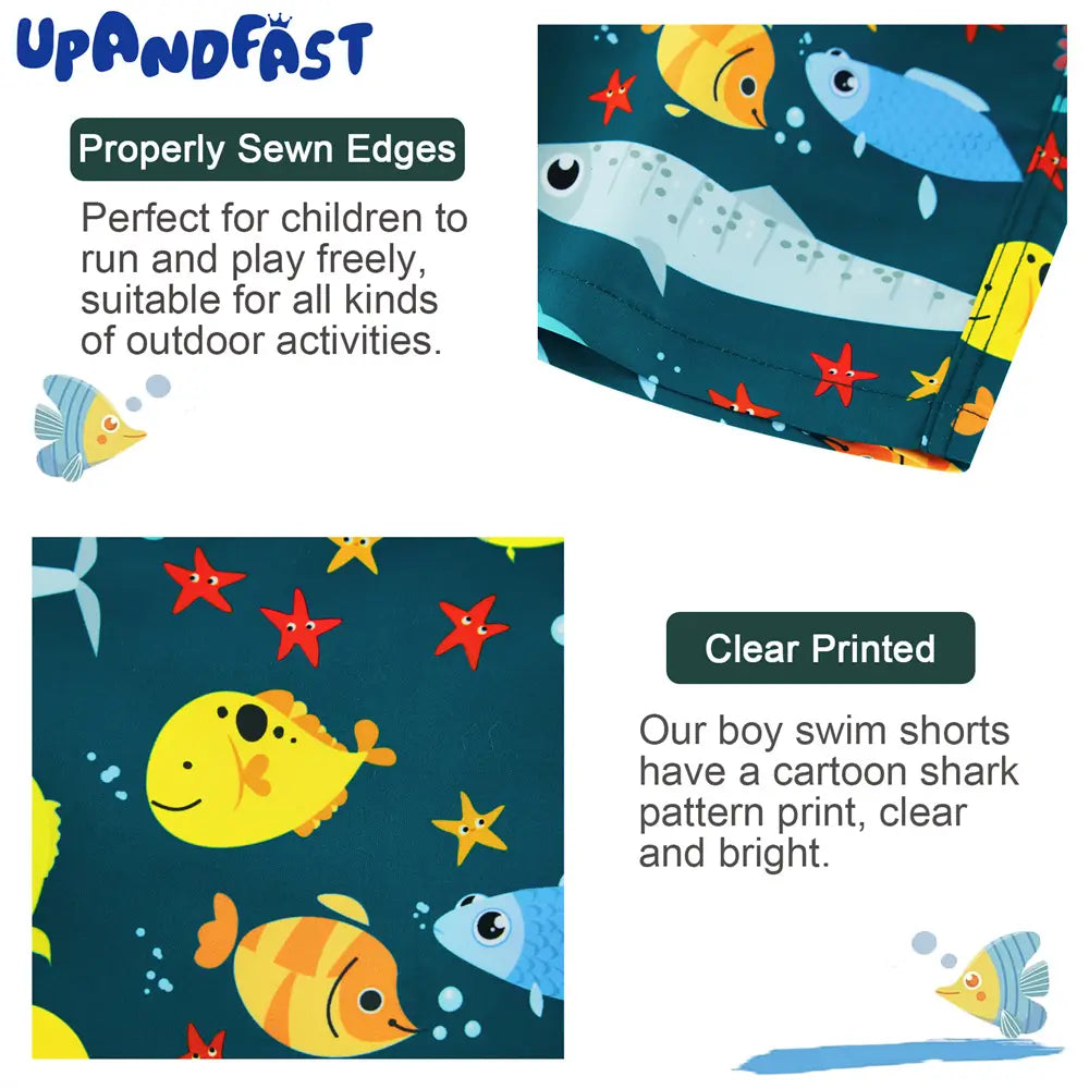 UPF 50+ Boy's Swim Shorts Kids Boy Swimsuit-Ocean Fish