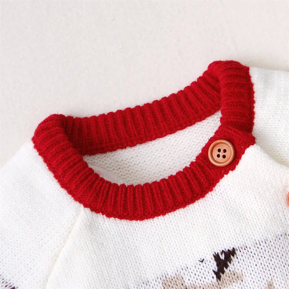 Christmas Baby One Piece Sweater Reindeer Warm Gift