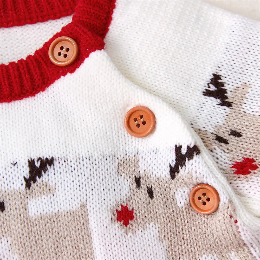 Christmas Baby One Piece Sweater Reindeer Warm Gift