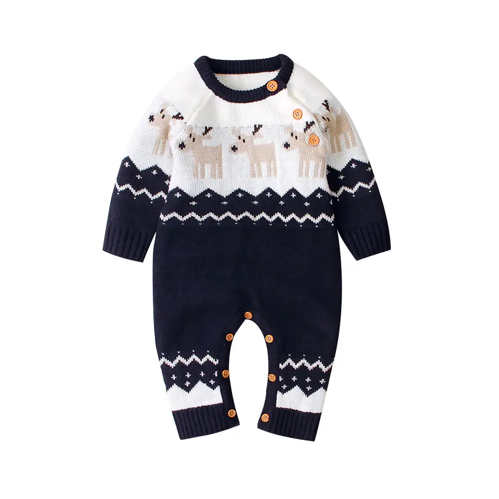 Christmas Baby One Piece Sweater Reindeer Warm Gift