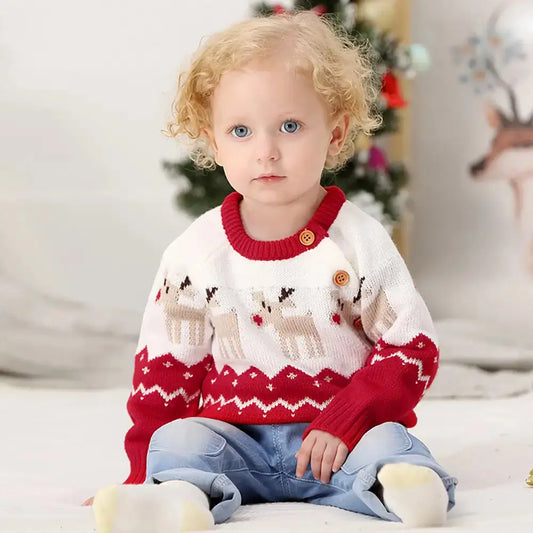Christmas Baby Sweater Knit Reindeer Cardigan for Toddler Girl Boy