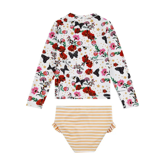 Girl Rash Guard Set UPF 50+ Swimwear Floral Print