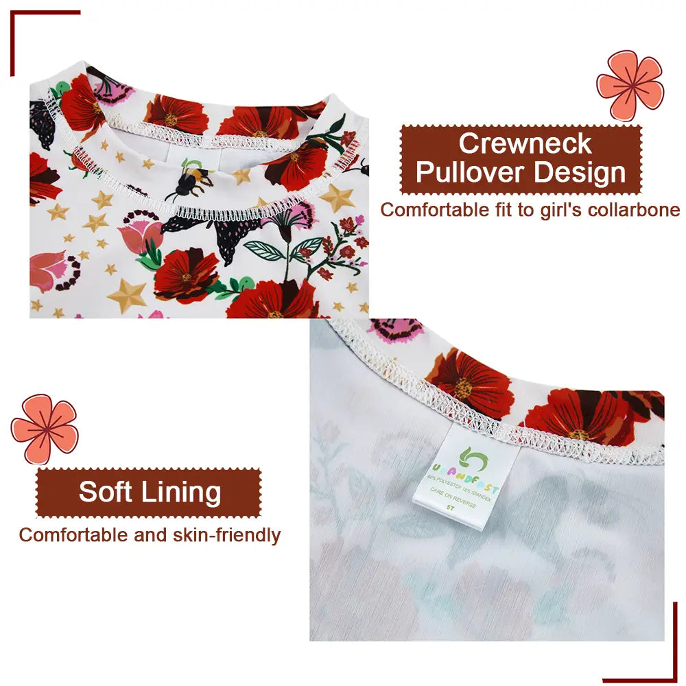 Girl Rash Guard Set UPF 50+ Swimwear Floral Print