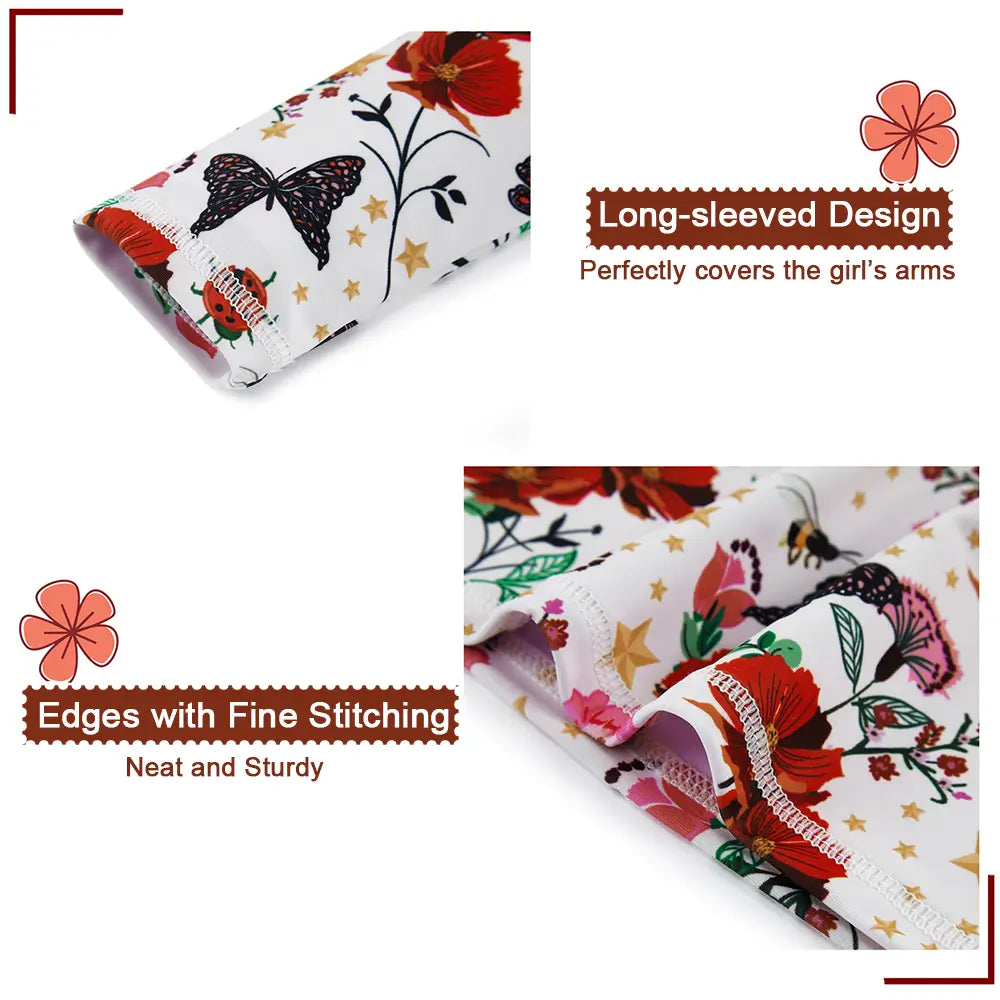 Girl Rash Guard Set UPF 50+ Swimwear Floral Print