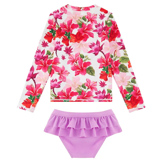 Girl Rash Guard UPF 50+ Toddler Split Swimsuit 2 pieces-Multifloral