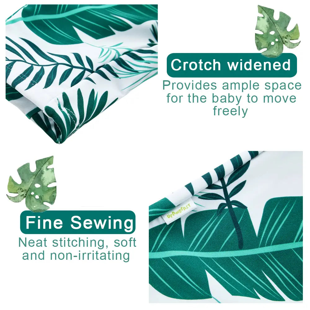 UPF 50+ Baby Boy Swimsuit with Sun Hat-Green Leaf