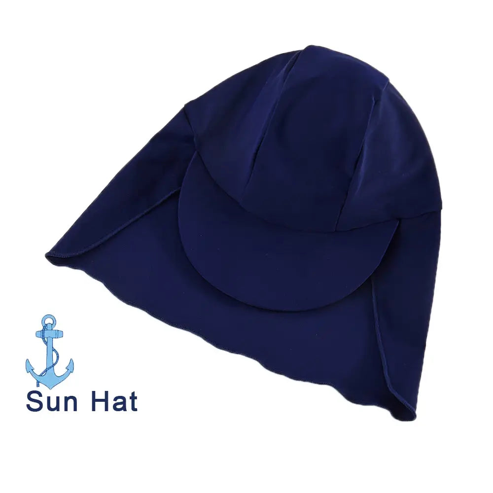UPF 50+ Toddler Boys One-piece with Sun Hat-Navy Anchor