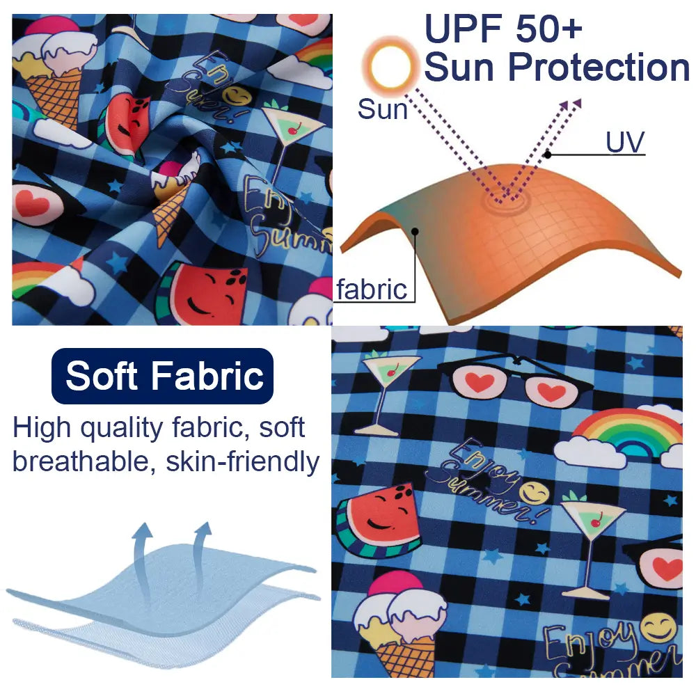 UPF 50+ Baby Boys Swimsuit with Sun Hat-Ice Cream