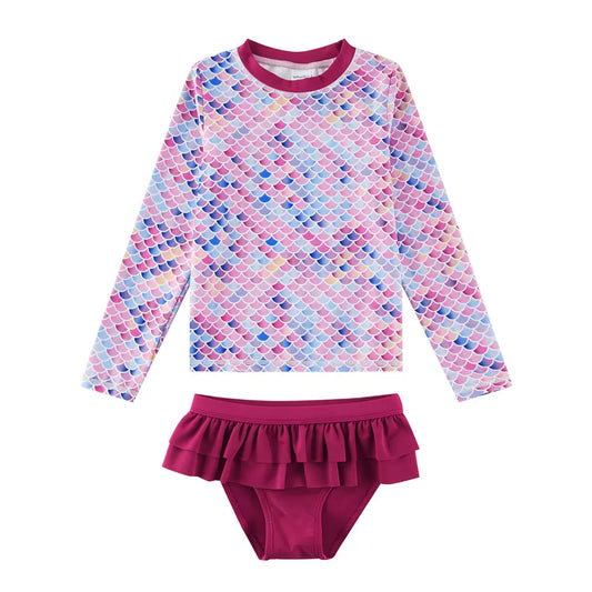 UPF 50+ Kids Rash Guard Set Toddler Girl Swimsuit- Mermaids