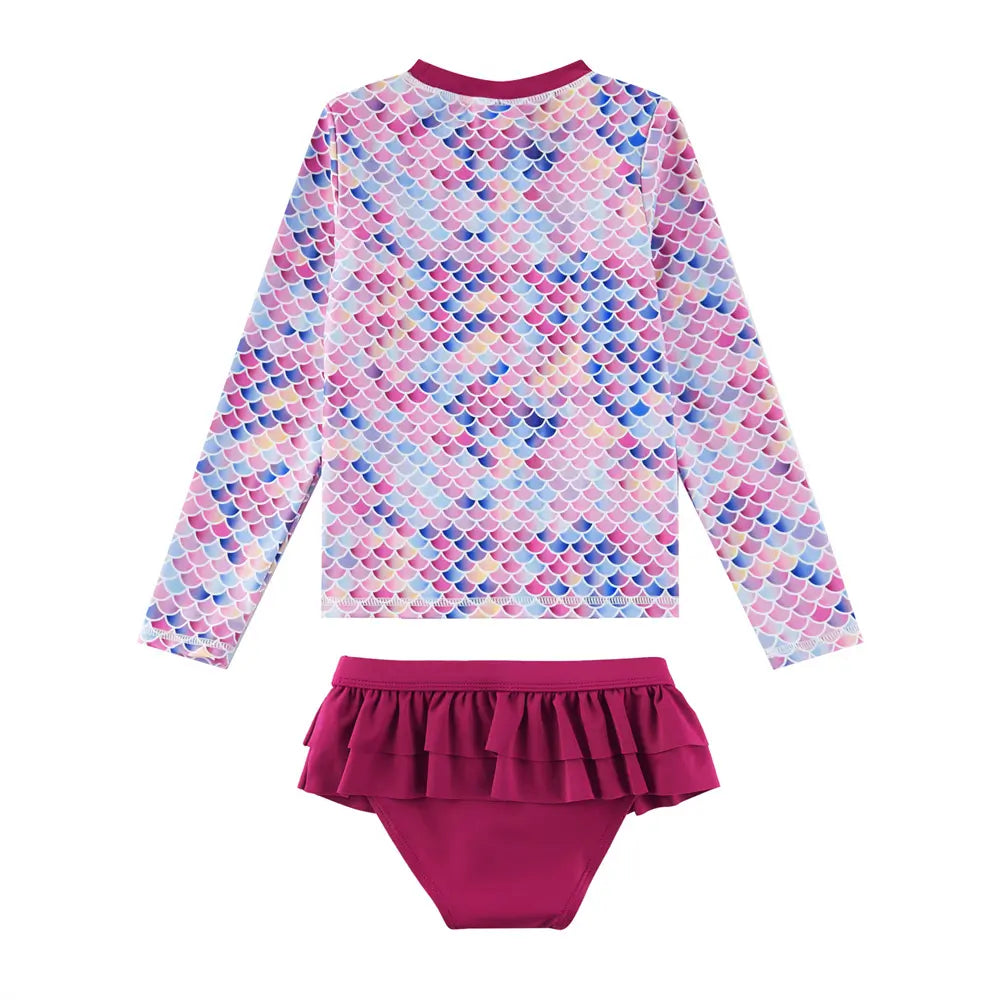 UPF 50+ Kids Rash Guard Set Toddler Girl Swimsuit- Mermaids