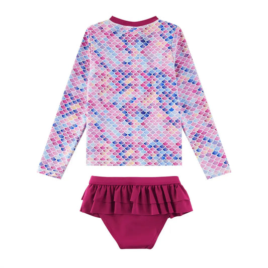UPF 50+ Kids Rash Guard Set Toddler Girl Swimsuit- Mermaids
