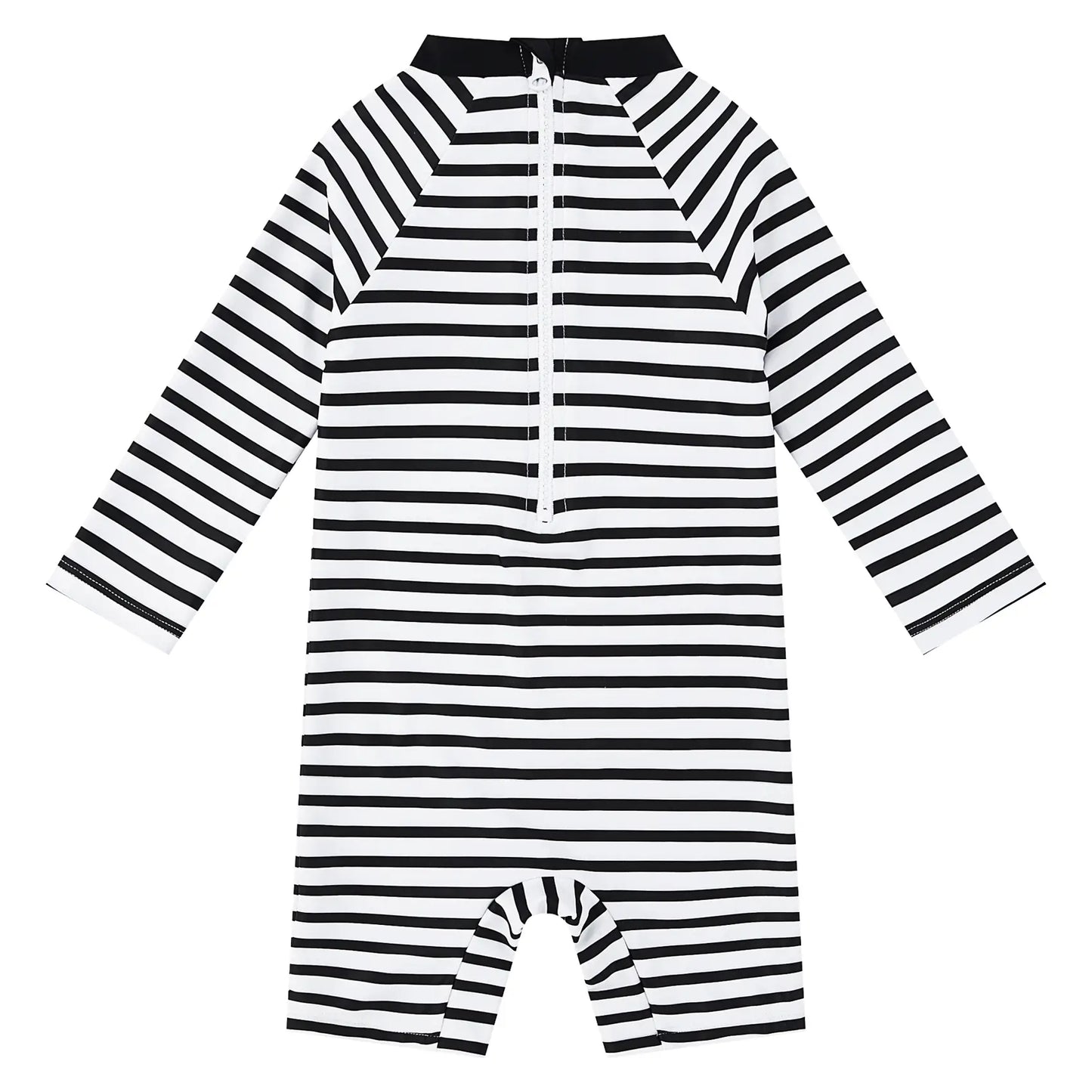 UPF 50+ Baby Boy One-Piece Swimsuit with Snap Button-Striped Bear