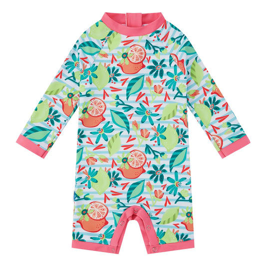UPF 50+ Baby Girl One-piece Swimsuit with Snap-Lemon