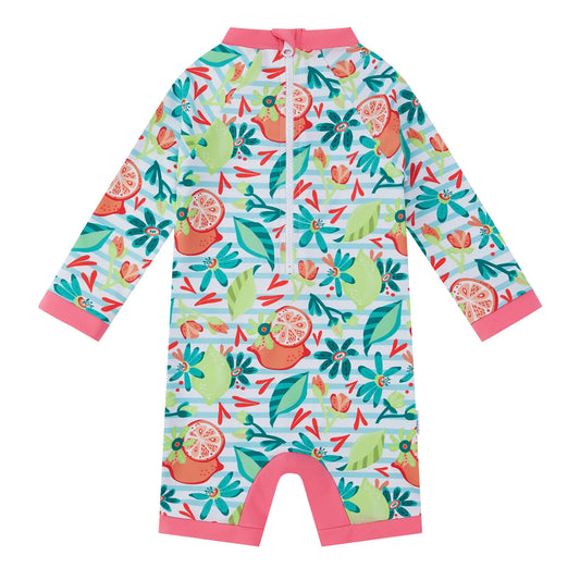 UPF 50+ Baby Girl One-piece Swimsuit with Snap-Lemon