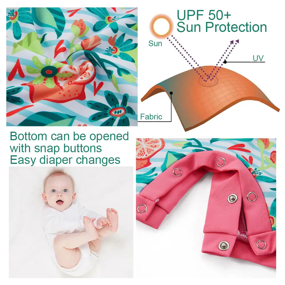 UPF 50+ Baby Girl One-piece Swimsuit with Snap-Lemon