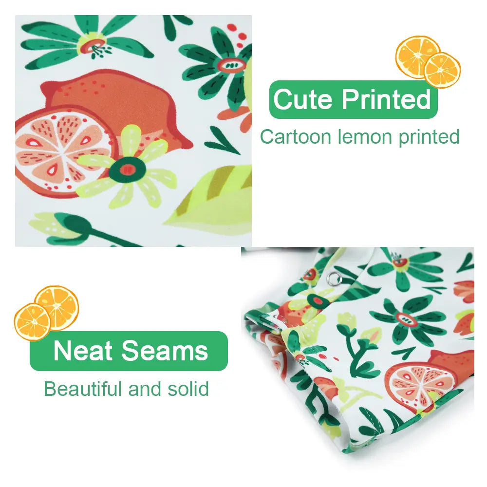 UPF 50+ Baby Girl Swimwear with Snap & Sun Hat-Green Lemon