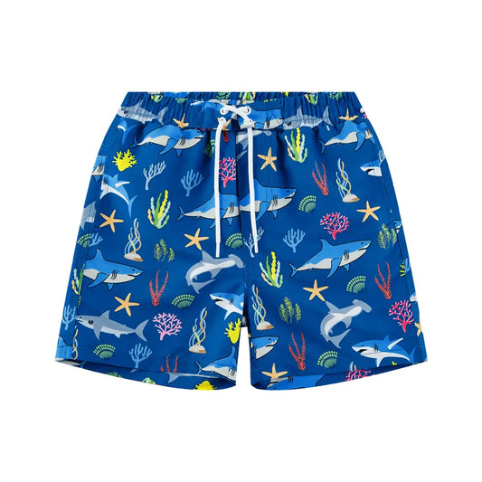 UPF 50+ Boy's Swim Trunk Toddler Swimsuit-Blue Shark
