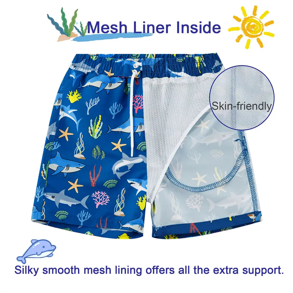 UPF 50+ Boy's Swim Trunk Toddler Swimsuit-Blue Shark