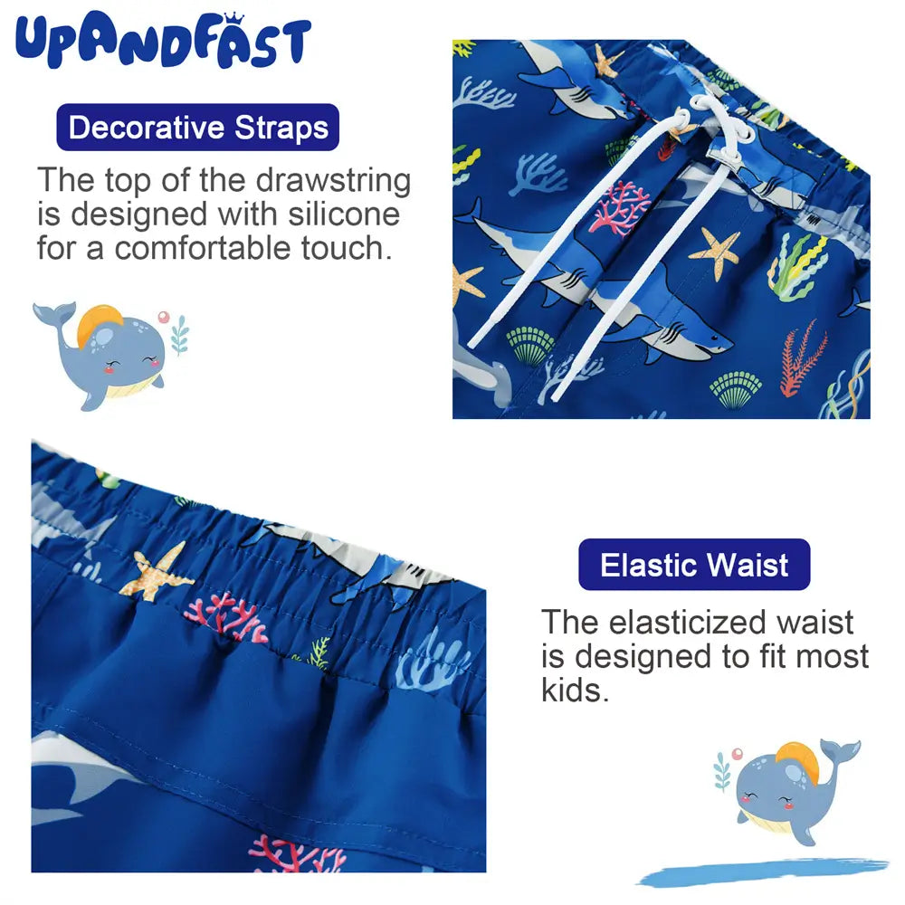 UPF 50+ Boy's Swim Trunk Toddler Swimsuit-Blue Shark
