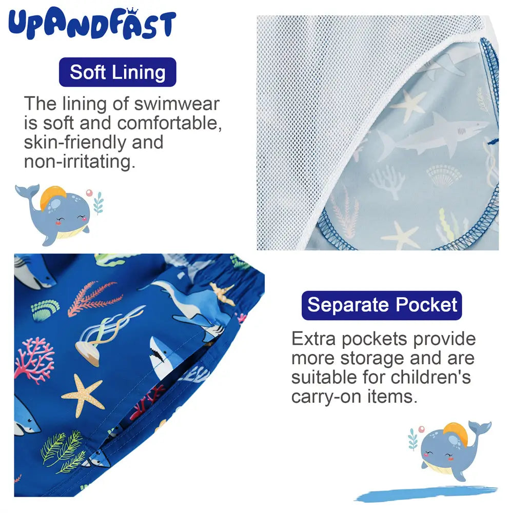 UPF 50+ Boy's Swim Trunk Toddler Swimsuit-Blue Shark