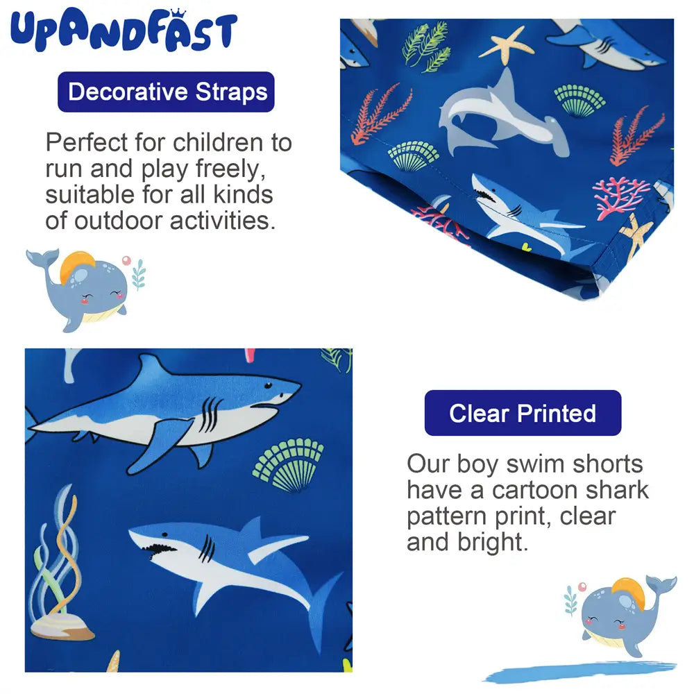UPF 50+ Boy's Swim Trunk Toddler Swimsuit-Blue Shark