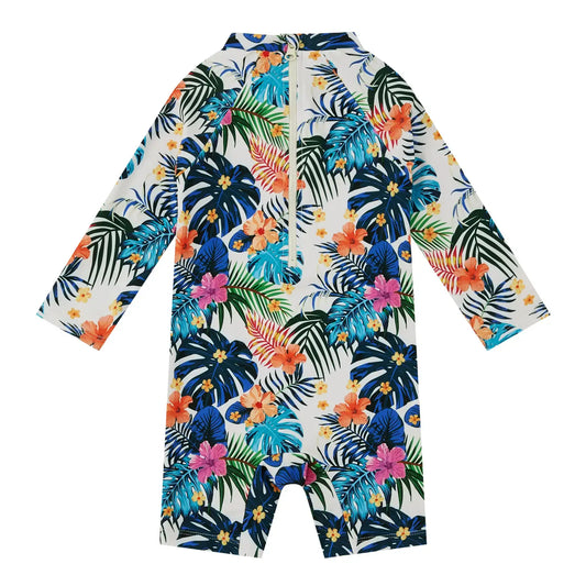 UPF 50+ Toddler Girl Swimsuit with Snap-Purple Floral