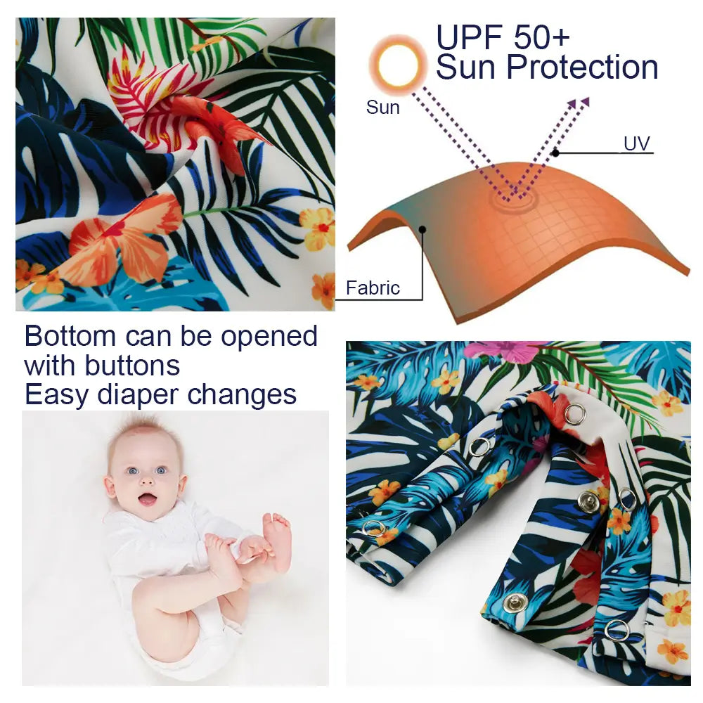 UPF 50+ Toddler Girl Swimsuit with Snap-Purple Floral