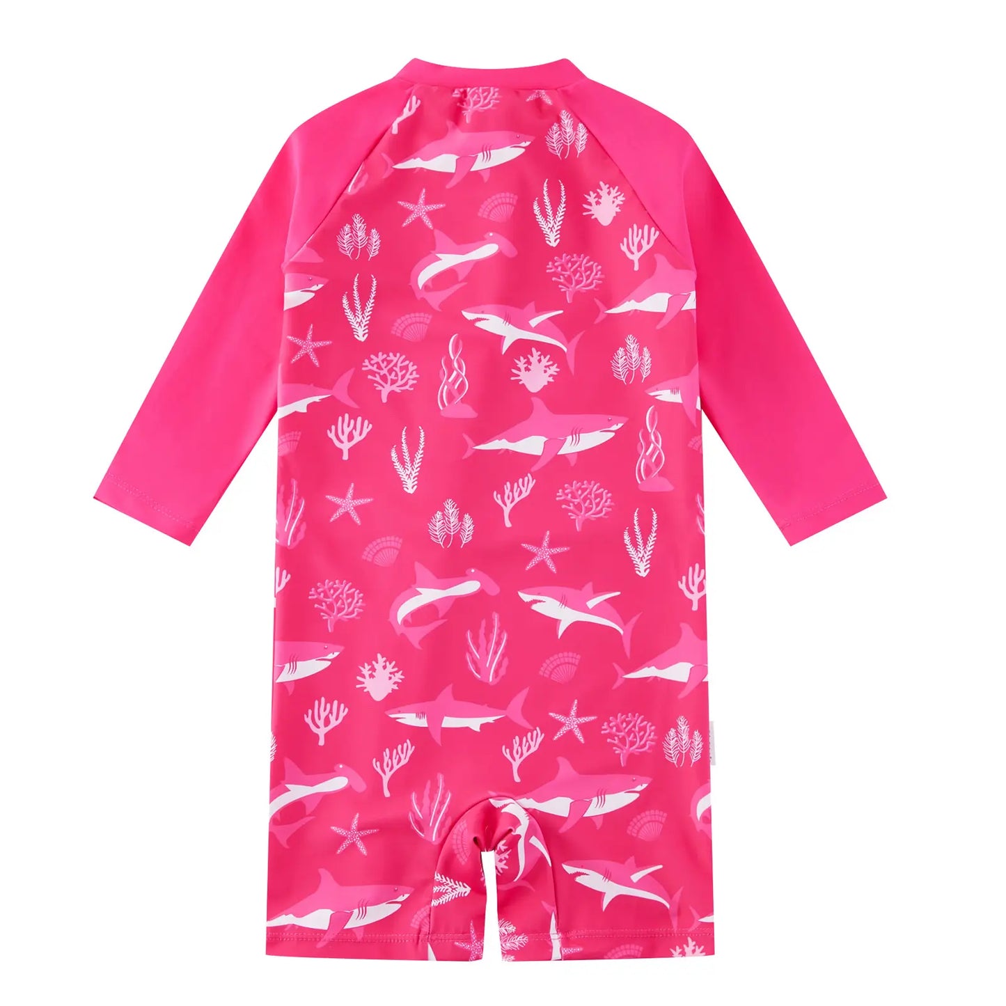 UPF 50+ Baby One-Piece Rash Guard Swimsuit with Zipper-Rose Shark