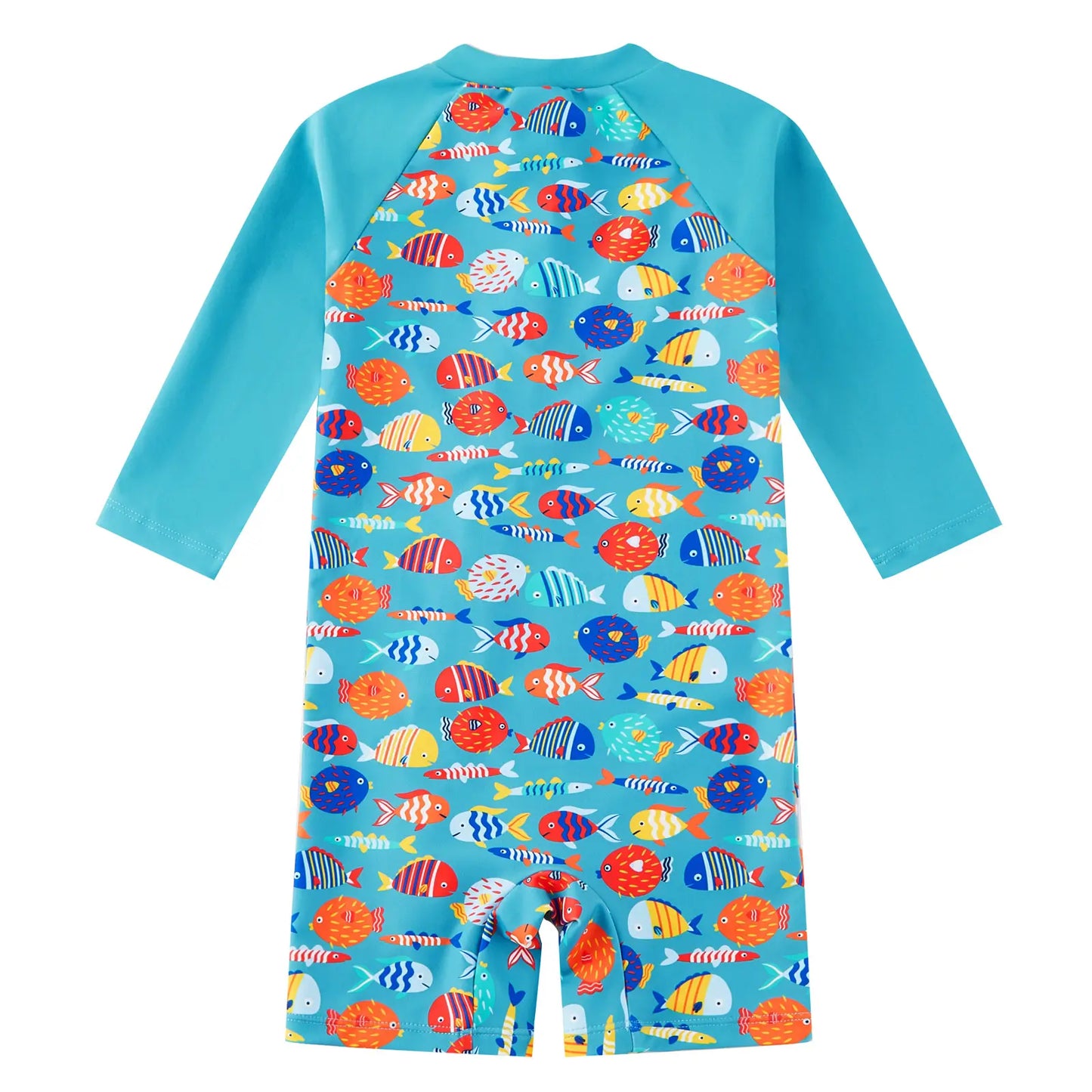 Baby Boy Swimsuit UPF 50+ Full Zipper One Piece Sunsuits|Blue Color Fish