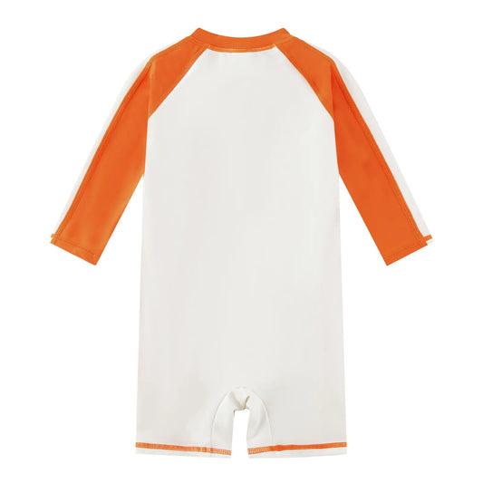 Baby Boy One Piece Sunsuit with UPF 50+ | Beige Dinosaur