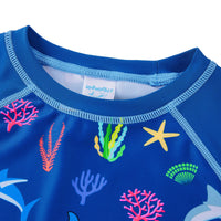 2 Piece Boy Rash Guard Set UPF 50+ Toddler Swimsuit-Blue Shark