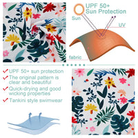Kids Swimwear Set 2 Pieces Girl Rash Guard with UPF 50+-Green Leaves