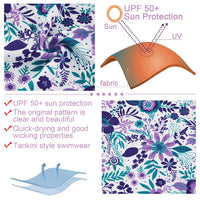 Toddler Girl Swimwear with UPF 50+ Girl Rash Guard Set-Purple Flower